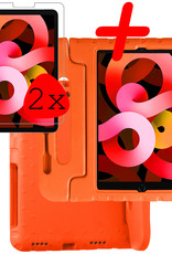BASEY. Hoesje Geschikt voor iPad Air 2022 Hoesje Kinder Hoes Shockproof Kinderhoes Met 2x Screenprotector - Kindvriendelijk Hoesje Geschikt voor iPad Air 5 2022 Hoes Kids Case - Oranje
