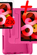 BASEY. Hoesje Geschikt voor iPad Air 2022 Hoesje Kinder Hoes Shockproof Kinderhoes Met 2x Screenprotector - Kindvriendelijk Hoesje Geschikt voor iPad Air 5 2022 Hoes Kids Case - Roze