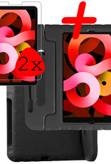 BASEY. Hoesje Geschikt voor iPad Air 2022 Hoesje Kinder Hoes Shockproof Kinderhoes Met 2x Screenprotector - Kindvriendelijk Hoesje Geschikt voor iPad Air 5 2022 Hoes Kids Case - Zwart