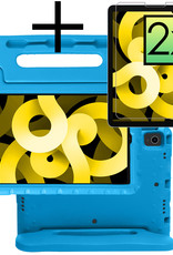 NoXx Hoesje Geschikt voor iPad Air 2022 Hoesje Kinderhoes Shockproof Hoes Kids Case Met 2x Screenprotector - Blauw