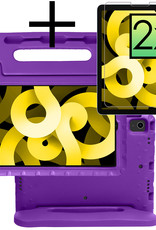 NoXx Hoesje Geschikt voor iPad Air 2022 Hoesje Kinderhoes Shockproof Hoes Kids Case Met 2x Screenprotector - Paars