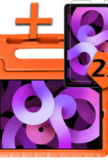 Nomfy Hoes Geschikt voor iPad Air 2022 Hoes Bumper Kindvriendelijk Kids Case Kinderhoes Met 2x Screenprotector - Hoesje Geschikt voor iPad Air 5 2022 Hoesje Shockproof Cover Hoes - Oranje