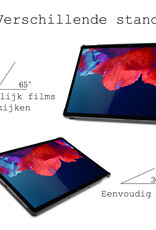 BASEY. Hoesje Geschikt voor Lenovo Tab P11 Hoes Case Tablet Hoesje Tri-fold Met Screenprotector - Hoes Geschikt voor Lenovo Tab P11 Hoesje Hard Cover Bookcase Hoes - Donkerblauw
