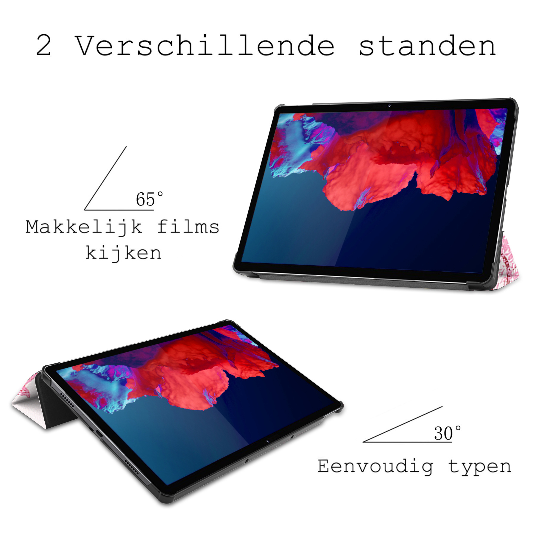 BASEY. Hoesje Geschikt voor Lenovo Tab P11 Hoes Case Tablet Hoesje Tri-fold Met Screenprotector - Hoes Geschikt voor Lenovo Tab P11 Hoesje Hard Cover Bookcase Hoes - Elfje