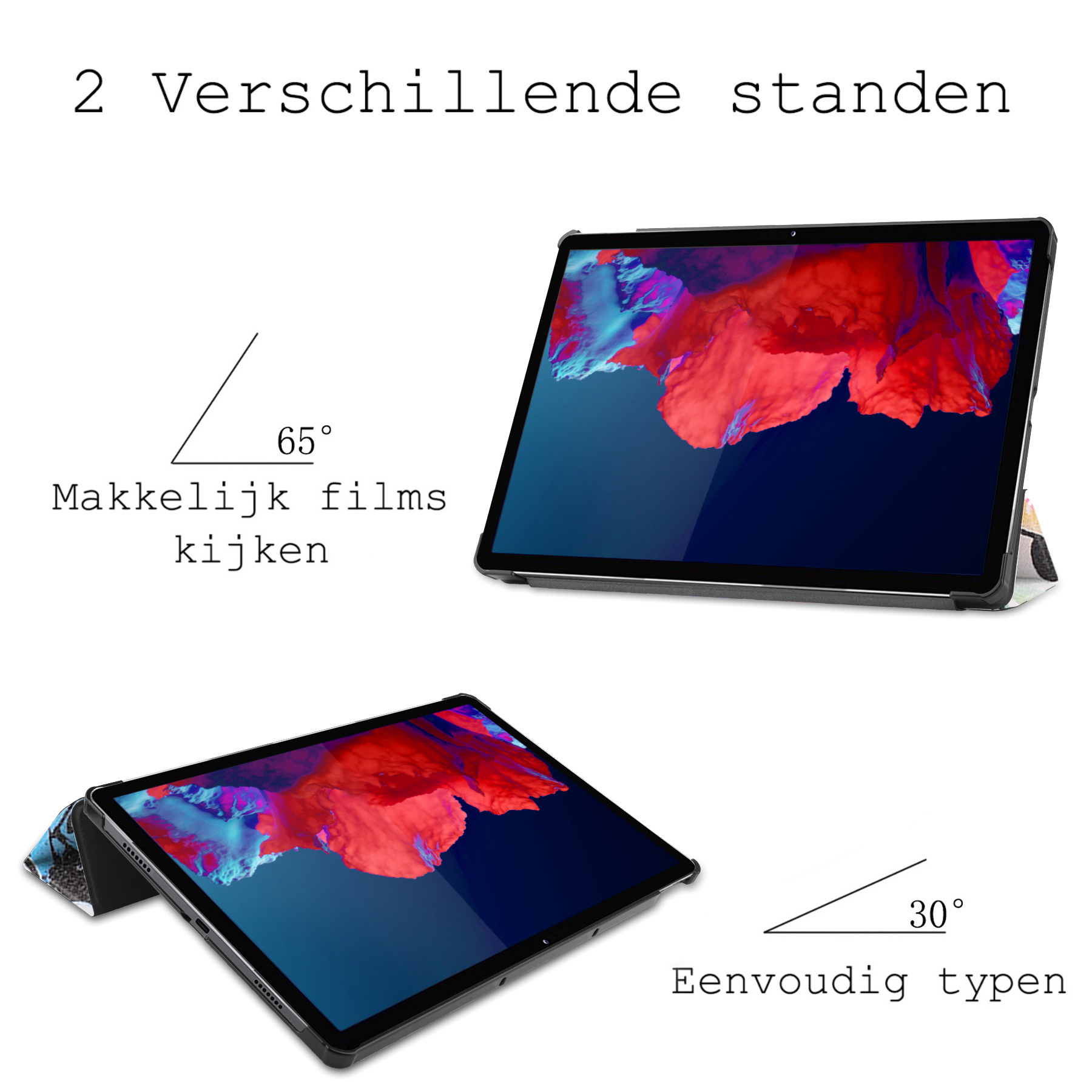 BASEY. Hoesje Geschikt voor Lenovo Tab P11 Hoes Case Tablet Hoesje Tri-fold Met Screenprotector - Hoes Geschikt voor Lenovo Tab P11 Hoesje Hard Cover Bookcase Hoes - Graffity