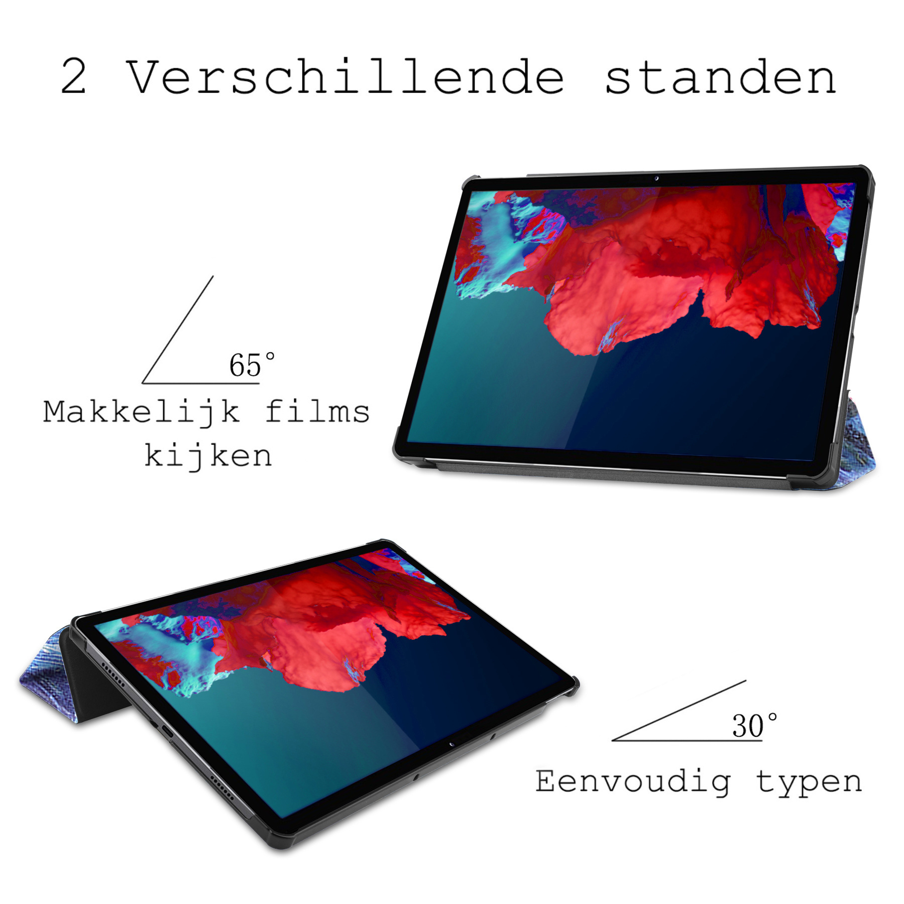 BASEY. Hoesje Geschikt voor Lenovo Tab P11 Hoes Case Tablet Hoesje Tri-fold Met Screenprotector - Hoes Geschikt voor Lenovo Tab P11 Hoesje Hard Cover Bookcase Hoes - Sterrenhemel