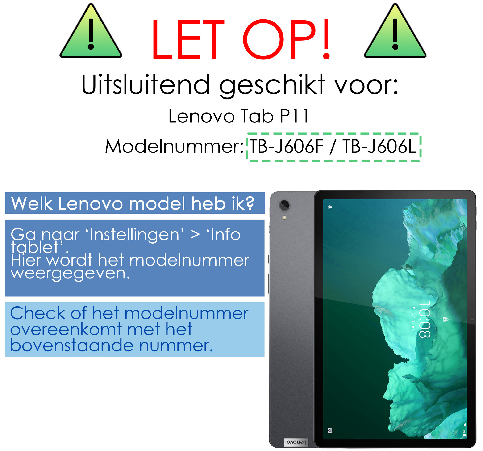 Lenovo Tab P11 Hoesje Case Hard Cover Hoes Book Case + Screenprotector - Zwart