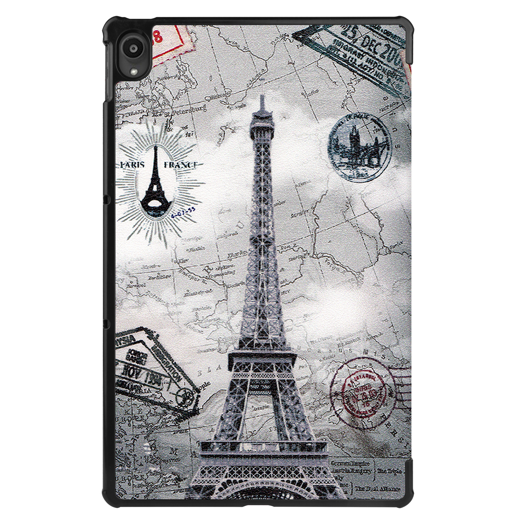 Nomfy Hoes Geschikt voor Lenovo Tab P11 Hoes Tri-fold Tablet Hoesje Case Met Screenprotector - Hoesje Geschikt voor Lenovo Tab P11 Hoesje Hardcover Bookcase - Eiffeltoren