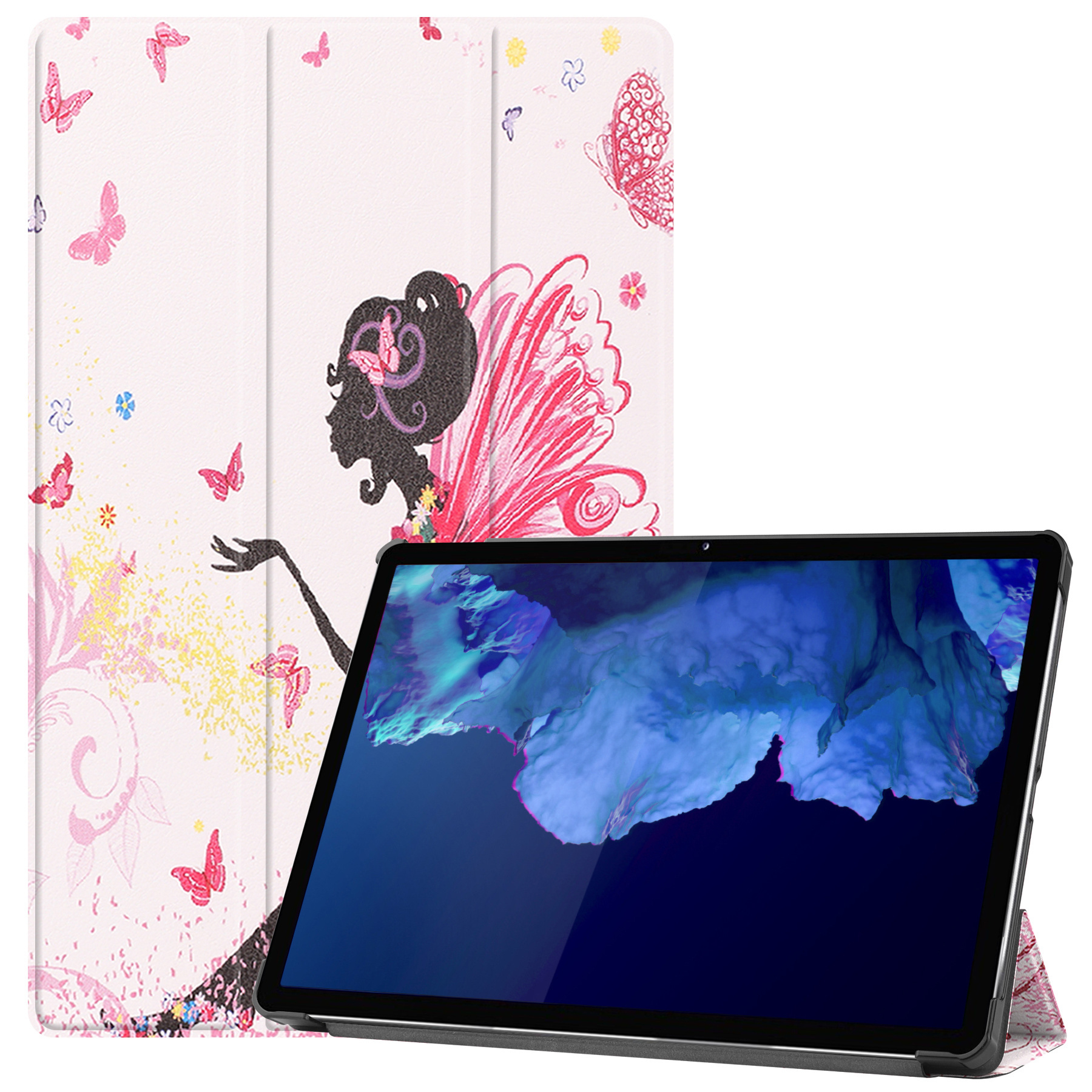 Nomfy Hoes Geschikt voor Lenovo Tab P11 Hoes Tri-fold Tablet Hoesje Case Met Screenprotector - Hoesje Geschikt voor Lenovo Tab P11 Hoesje Hardcover Bookcase - Elfje