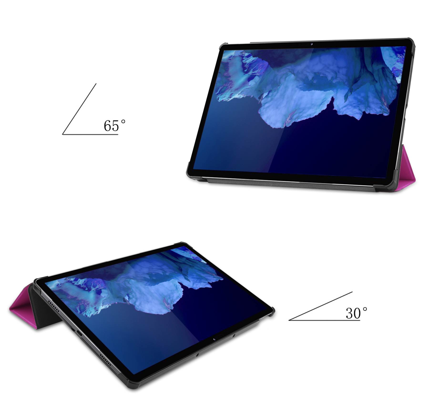 Nomfy Hoes Geschikt voor Lenovo Tab P11 Hoes Tri-fold Tablet Hoesje Case Met Screenprotector - Hoesje Geschikt voor Lenovo Tab P11 Hoesje Hardcover Bookcase - Paars