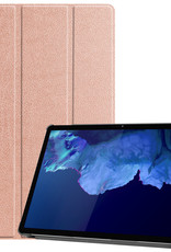 Nomfy Hoes Geschikt voor Lenovo Tab P11 Hoes Tri-fold Tablet Hoesje Case Met Screenprotector - Hoesje Geschikt voor Lenovo Tab P11 Hoesje Hardcover Bookcase - Rosé goud
