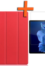 Nomfy Hoes Geschikt voor Lenovo Tab P11 Hoes Tri-fold Tablet Hoesje Case Met Screenprotector - Hoesje Geschikt voor Lenovo Tab P11 Hoesje Hardcover Bookcase - Rood