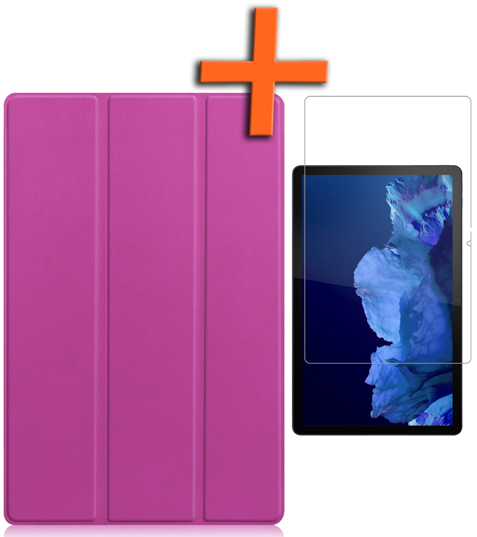 Nomfy Hoes Geschikt voor Lenovo Tab P11 Hoes Tri-fold Tablet Hoesje Case Met Screenprotector - Hoesje Geschikt voor Lenovo Tab P11 Hoesje Hardcover Bookcase - Paars