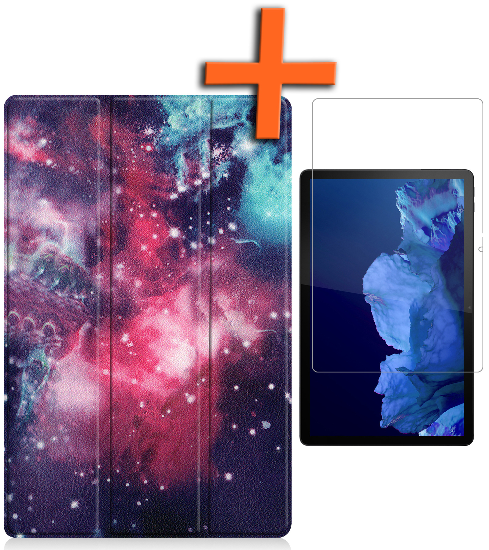 Nomfy Hoes Geschikt voor Lenovo Tab P11 Hoes Tri-fold Tablet Hoesje Case Met Screenprotector - Hoesje Geschikt voor Lenovo Tab P11 Hoesje Hardcover Bookcase - Galaxy