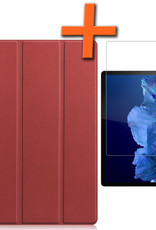 Nomfy Hoes Geschikt voor Lenovo Tab P11 Hoes Tri-fold Tablet Hoesje Case Met Screenprotector - Hoesje Geschikt voor Lenovo Tab P11 Hoesje Hardcover Bookcase - Donkerrood