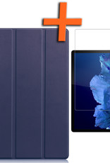 Nomfy Hoes Geschikt voor Lenovo Tab P11 Hoes Tri-fold Tablet Hoesje Case Met Screenprotector - Hoesje Geschikt voor Lenovo Tab P11 Hoesje Hardcover Bookcase - Donkerblauw