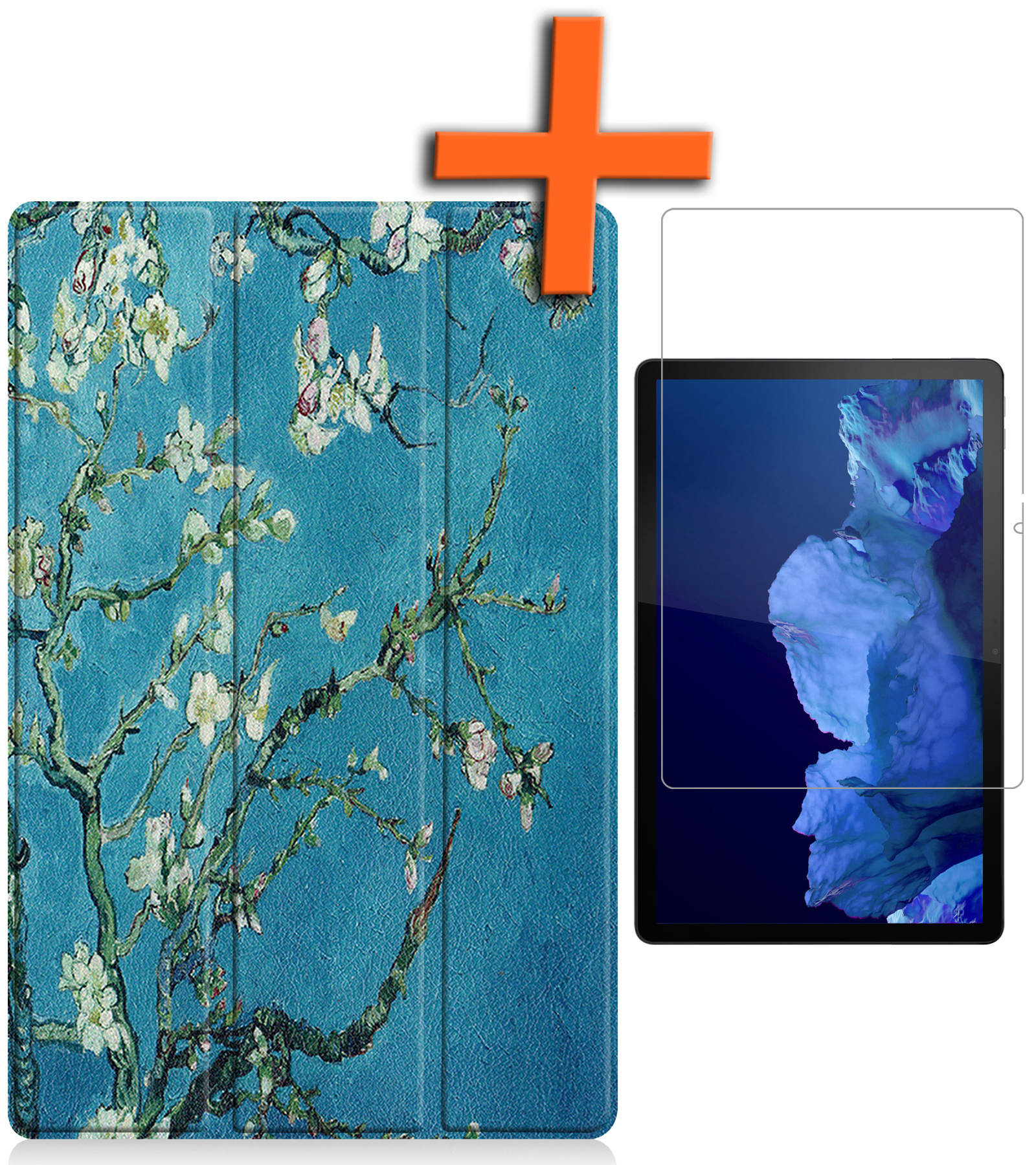 Nomfy Hoes Geschikt voor Lenovo Tab P11 Hoes Tri-fold Tablet Hoesje Case Met Screenprotector - Hoesje Geschikt voor Lenovo Tab P11 Hoesje Hardcover Bookcase - Bloesem