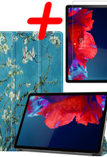 BASEY. Hoesje Geschikt voor Lenovo Tab P11 Hoes Case Tablet Hoesje Tri-fold Met Screenprotector - Hoes Geschikt voor Lenovo Tab P11 Hoesje Hard Cover Bookcase Hoes - Bloesem