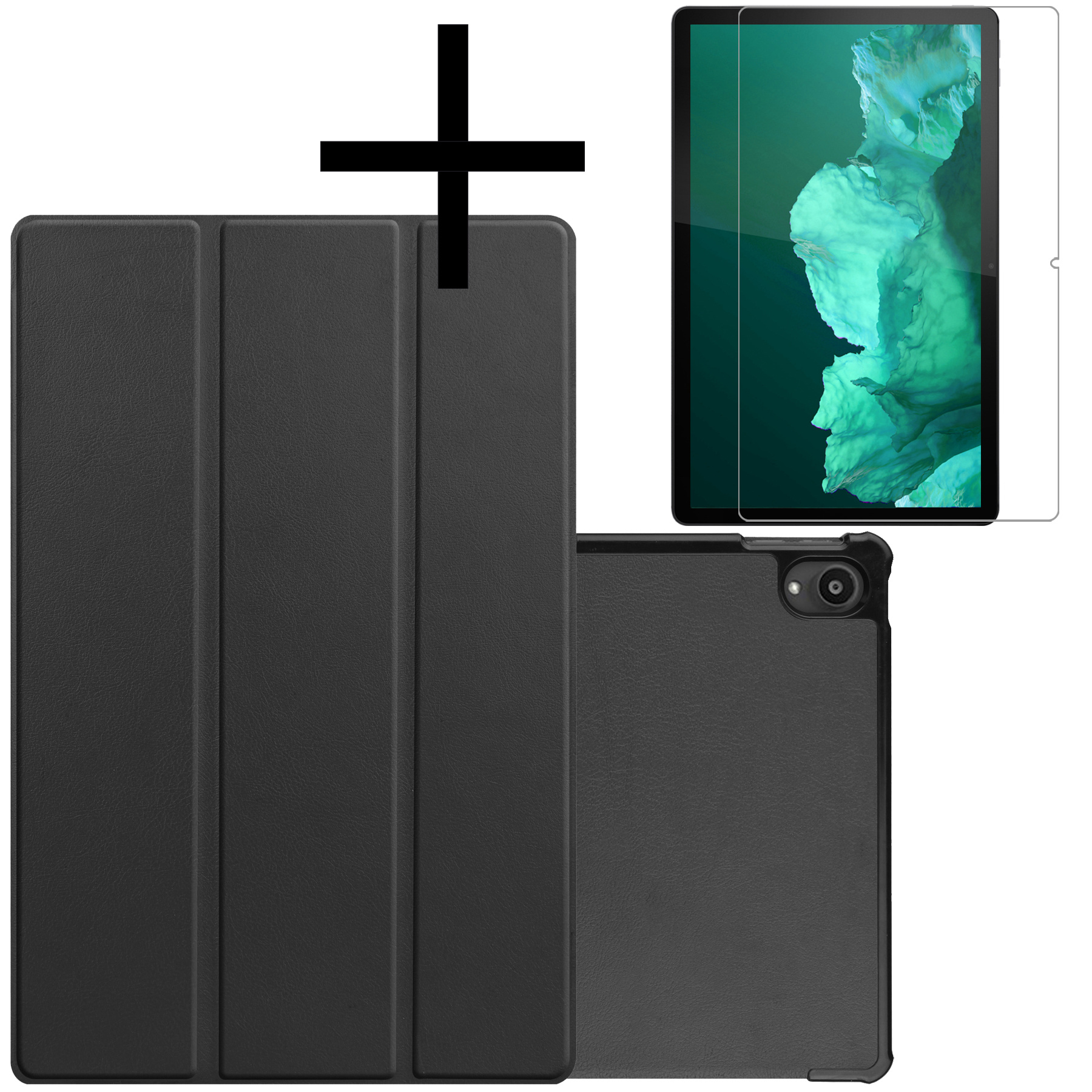 NoXx Hoesje Geschikt voor Lenovo Tab P11 Hoesje Case Hard Cover Hoes Book Case Met Screenprotector - Zwart