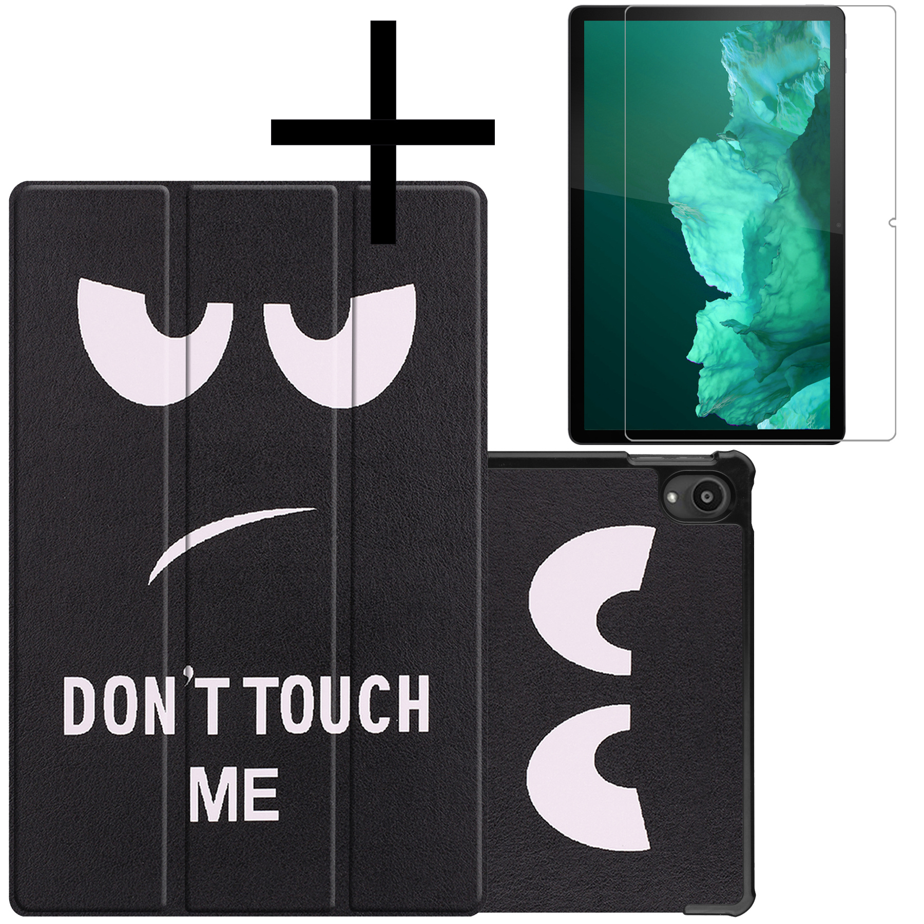 NoXx Hoesje Geschikt voor Lenovo Tab P11 Hoesje Case Hard Cover Hoes Book Case Met Screenprotector - Don't Touch Me