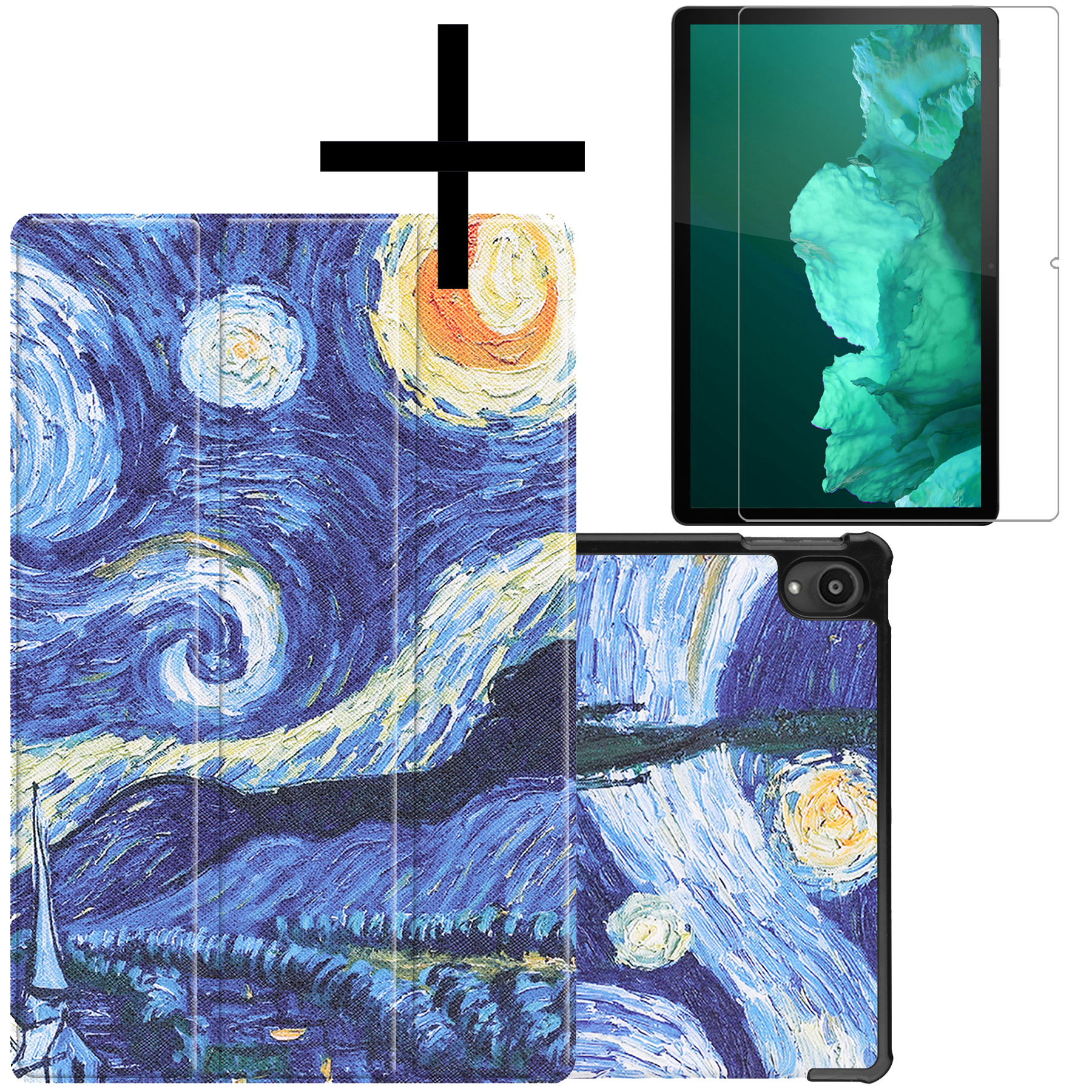 NoXx Hoesje Geschikt voor Lenovo Tab P11 Hoesje Case Hard Cover Hoes Book Case Met Screenprotector - Sterrenhemel