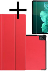 NoXx Lenovo Tab P11 Hoesje Case Hard Cover Hoes Book Case + Screenprotector - Rood