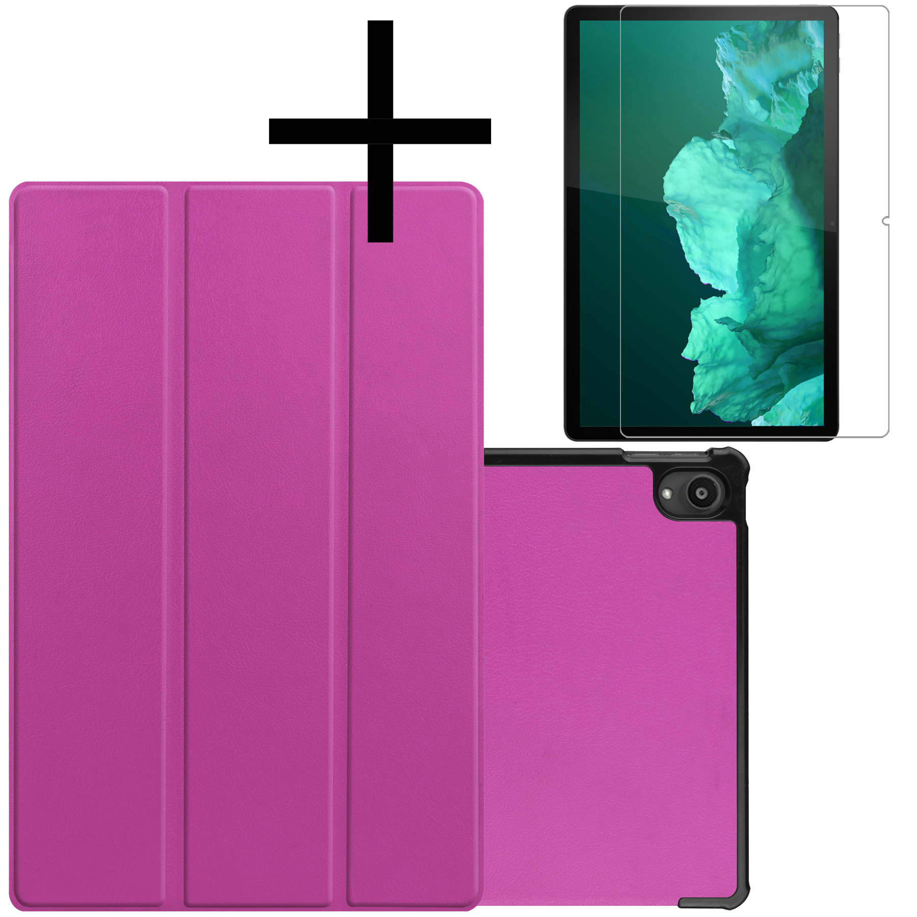 NoXx Hoesje Geschikt voor Lenovo Tab P11 Hoesje Case Hard Cover Hoes Book Case Met Screenprotector - Paars