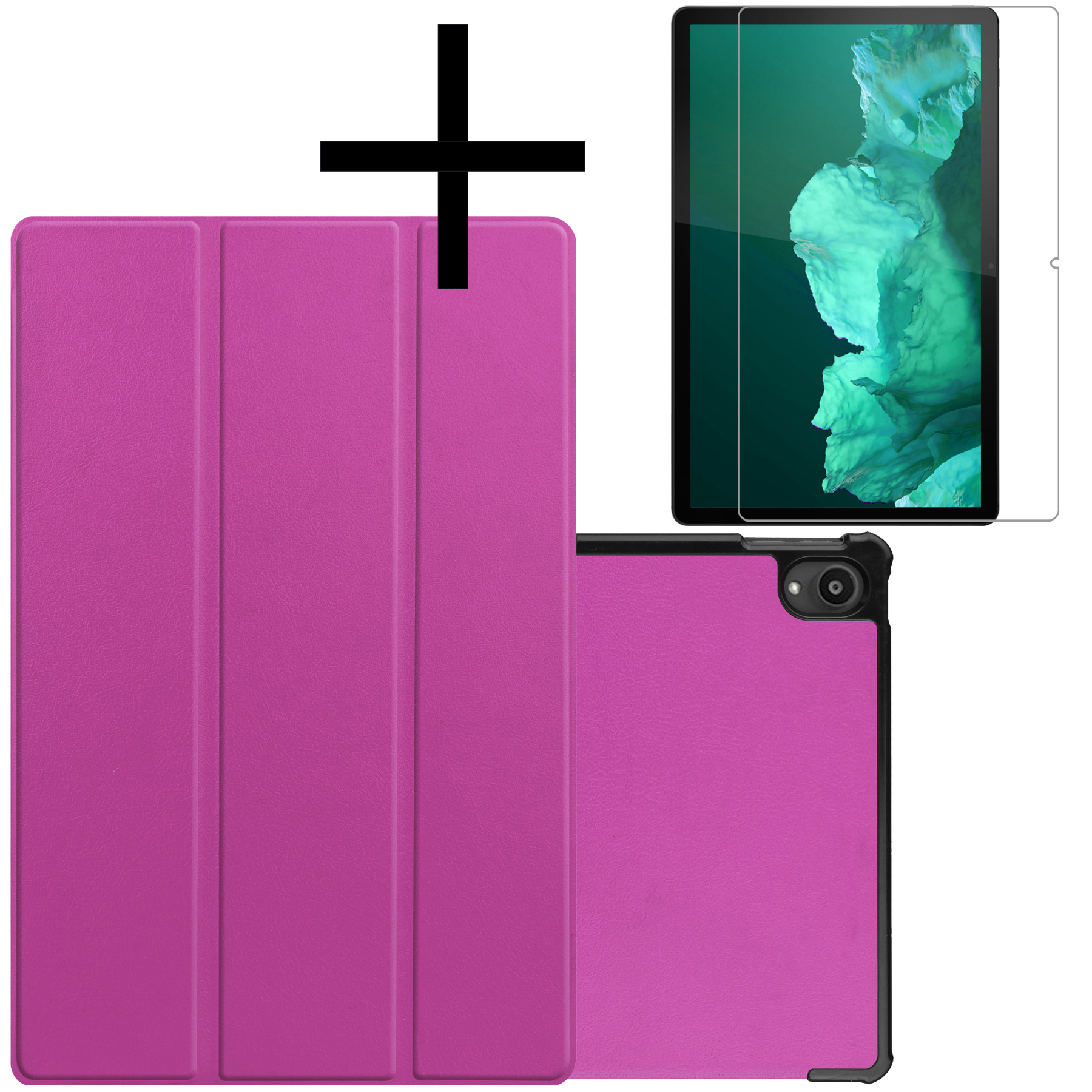 NoXx Lenovo Tab P11 Hoesje Case Hard Cover Hoes Book Case + Screenprotector - Paars