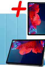 BASEY. Hoesje Geschikt voor Lenovo Tab P11 Hoes Case Tablet Hoesje Tri-fold Met Screenprotector - Hoes Geschikt voor Lenovo Tab P11 Hoesje Hard Cover Bookcase Hoes - Lichtblauw
