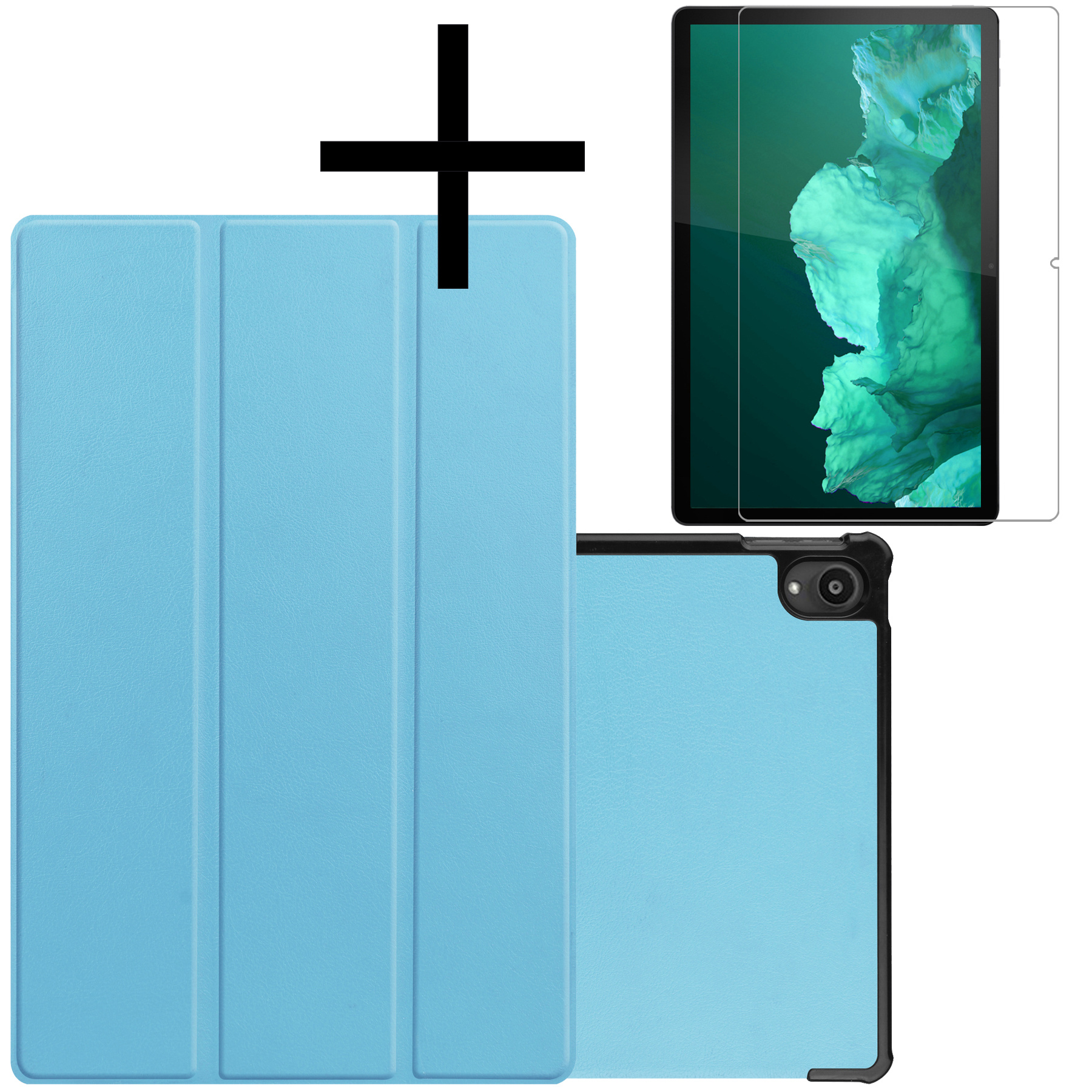 NoXx Lenovo Tab P11 Hoesje Case Hard Cover Hoes Book Case + Screenprotector - Licht Blauw