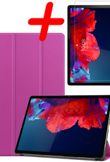 BASEY. Hoesje Geschikt voor Lenovo Tab P11 Hoes Case Tablet Hoesje Tri-fold Met Screenprotector - Hoes Geschikt voor Lenovo Tab P11 Hoesje Hard Cover Bookcase Hoes - Paars