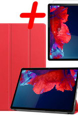 BASEY. Hoesje Geschikt voor Lenovo Tab P11 Hoes Case Tablet Hoesje Tri-fold Met Screenprotector - Hoes Geschikt voor Lenovo Tab P11 Hoesje Hard Cover Bookcase Hoes - Rood