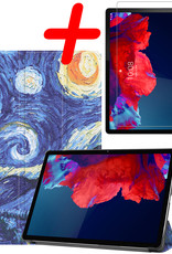BASEY. Hoesje Geschikt voor Lenovo Tab P11 Hoes Case Tablet Hoesje Tri-fold Met Screenprotector - Hoes Geschikt voor Lenovo Tab P11 Hoesje Hard Cover Bookcase Hoes - Sterrenhemel