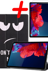 BASEY. Hoesje Geschikt voor Lenovo Tab P11 Hoes Case Tablet Hoesje Tri-fold Met Screenprotector - Hoes Geschikt voor Lenovo Tab P11 Hoesje Hard Cover Bookcase Hoes - Don't Touch Me