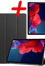 BASEY. Hoesje Geschikt voor Lenovo Tab P11 Hoes Case Tablet Hoesje Tri-fold Met Screenprotector - Hoes Geschikt voor Lenovo Tab P11 Hoesje Hard Cover Bookcase Hoes - Zwart