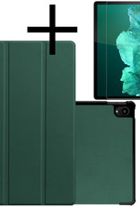 NoXx Hoesje Geschikt voor Lenovo Tab P11 Hoesje Case Hard Cover Hoes Book Case Met Screenprotector - Donkergroen