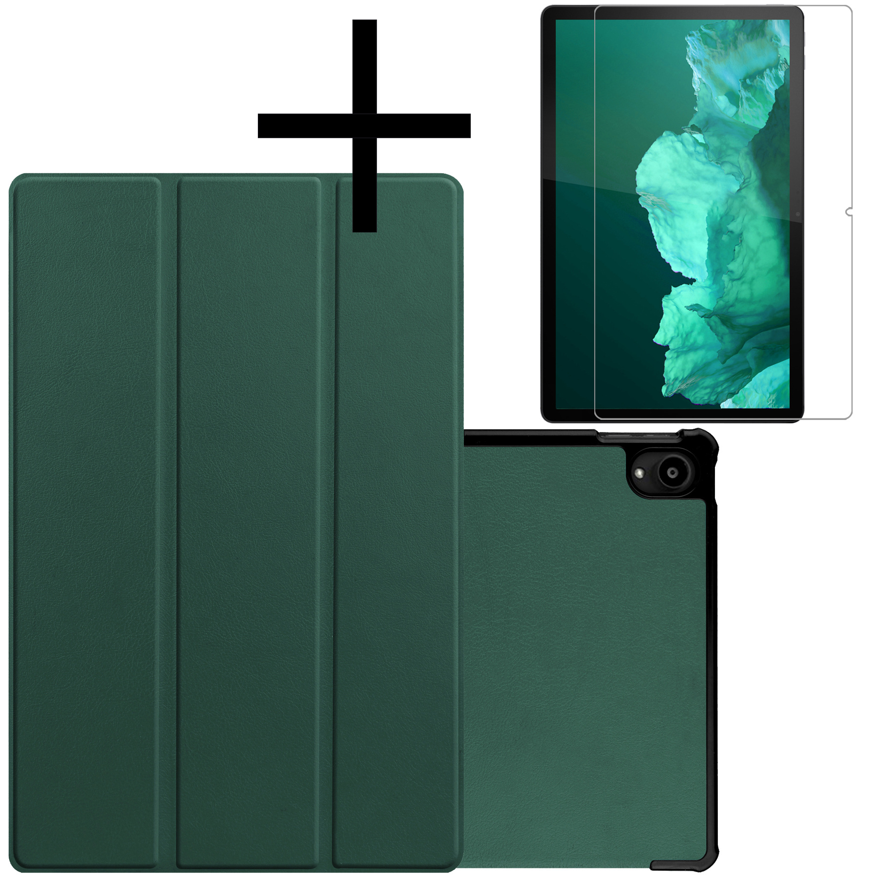 NoXx Hoesje Geschikt voor Lenovo Tab P11 Hoesje Case Hard Cover Hoes Book Case Met Screenprotector - Donkergroen