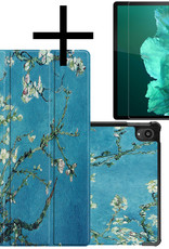 NoXx Hoesje Geschikt voor Lenovo Tab P11 Hoesje Case Hard Cover Hoes Book Case Met Screenprotector - Bloesem