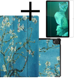 NoXx NoXx Lenovo Tab P11 Hoes Met Screenprotector - Witte Bloesem