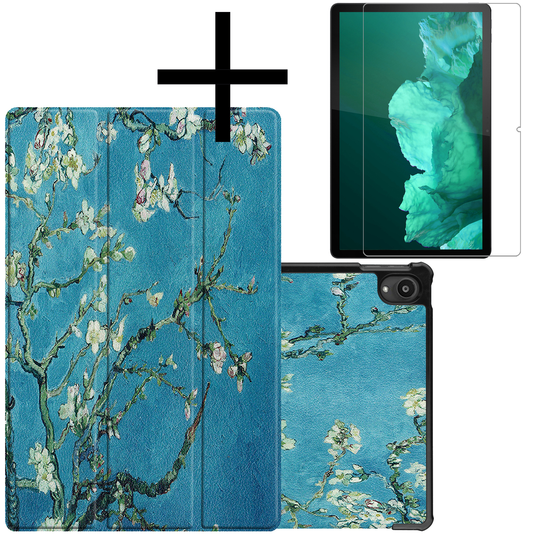 NoXx Hoesje Geschikt voor Lenovo Tab P11 Hoesje Case Hard Cover Hoes Book Case Met Screenprotector - Bloesem