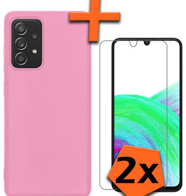 Nomfy Nomfy Samsung Galaxy A33 Hoesje Siliconen Met 2x Screenprotector - Lichtroze