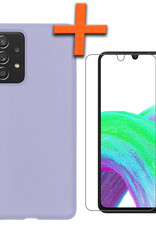 Nomfy Hoesje Geschikt voor Samsung A33 Hoesje Siliconen Cover Case Met Screenprotector - Hoes Geschikt voor Samsung Galaxy A33 Hoes Back Case - Lila