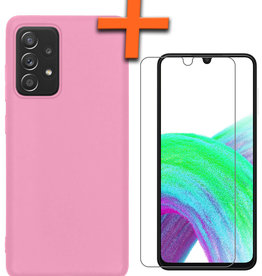 Nomfy Nomfy Samsung Galaxy A33 Hoesje Siliconen Met Screenprotector - Lichtroze