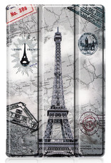 BASEY. Hoesje Geschikt voor Lenovo Tab M10 FHD Plus 2nd Gen Hoes Case Tablet Hoesje Tri-fold Met Screenprotector - Hoes Geschikt voor Lenovo Tab M10 FHD Plus (2e Gen) Hoesje Hard Cover Bookcase Hoes - Eiffeltoren