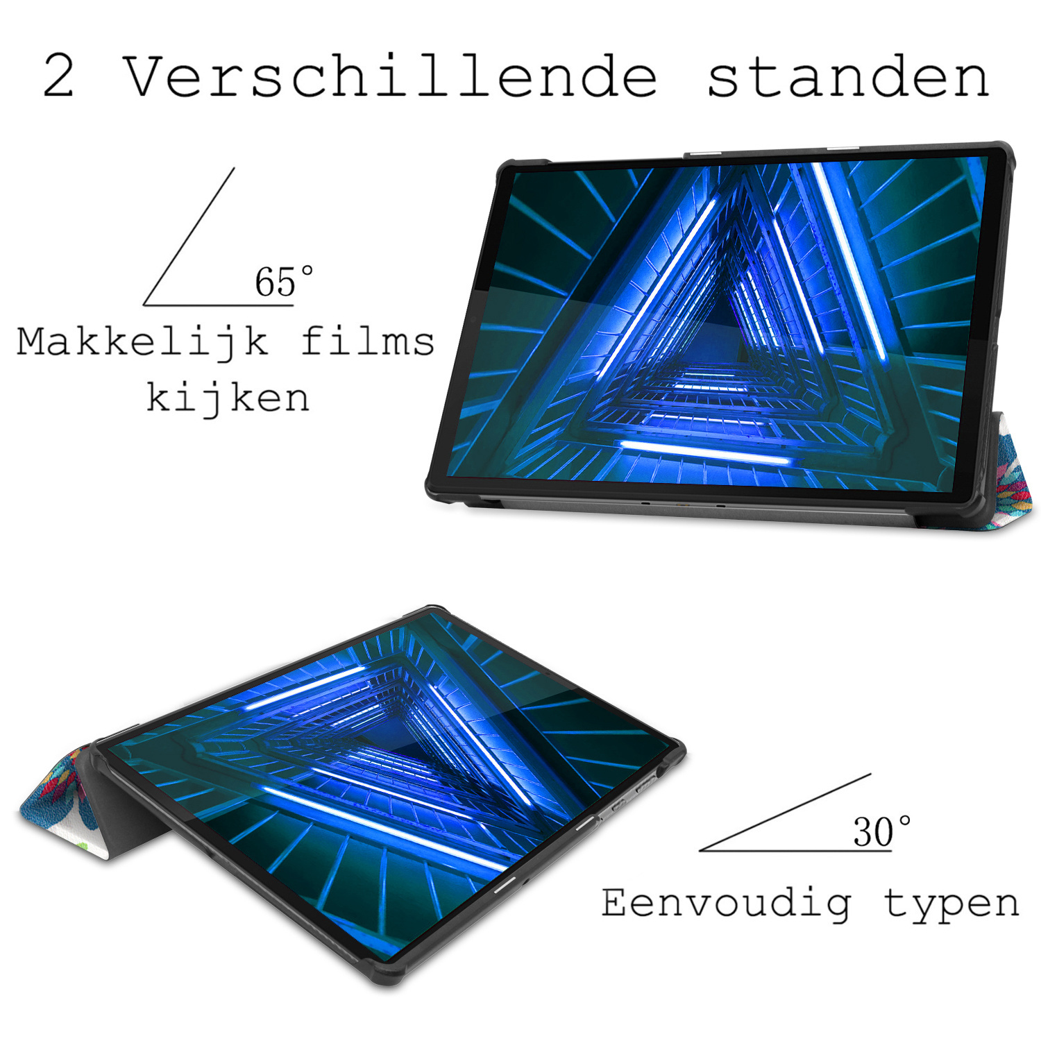 BASEY. Hoesje Geschikt voor Lenovo Tab M10 FHD Plus 2nd Gen Hoes Case Tablet Hoesje Tri-fold Met Screenprotector - Hoes Geschikt voor Lenovo Tab M10 FHD Plus (2e Gen) Hoesje Hard Cover Bookcase Hoes - Vlinders