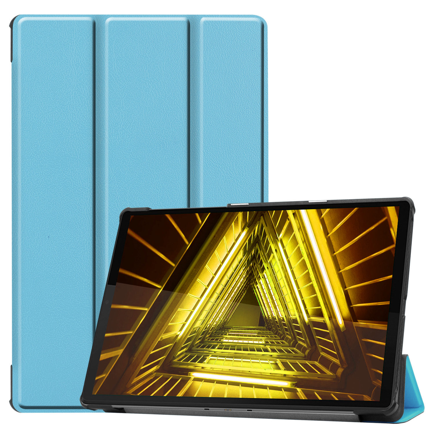Nomfy Hoes Geschikt voor Lenovo Tab M10 FHD Plus 2nd Gen Hoes Tri-fold Tablet Hoesje Case Met Screenprotector - Hoesje Geschikt voor Lenovo Tab M10 FHD Plus (2e Gen) Hoesje Hardcover Bookcase - Lichtblauw