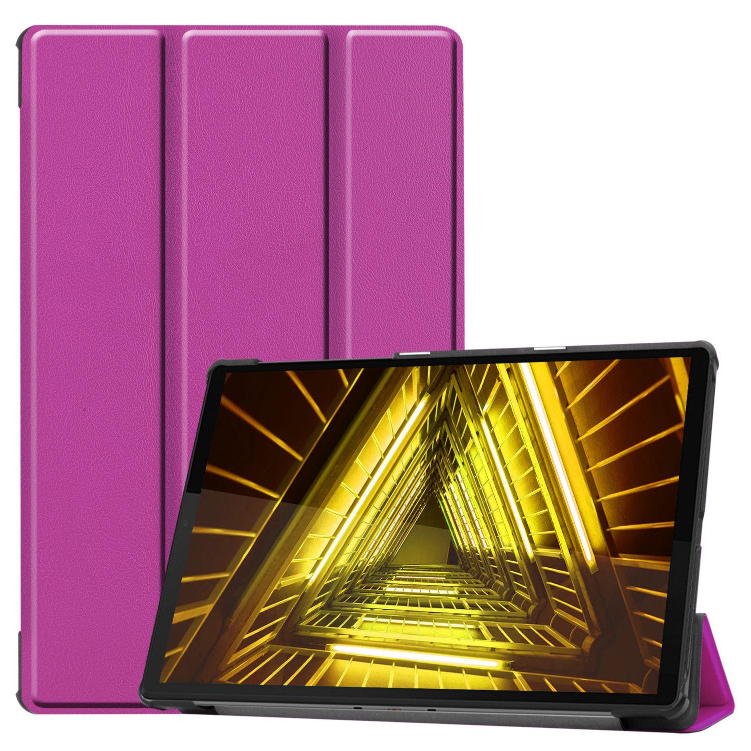 Nomfy Hoes Geschikt voor Lenovo Tab M10 FHD Plus 2nd Gen Hoes Tri-fold Tablet Hoesje Case Met Screenprotector - Hoesje Geschikt voor Lenovo Tab M10 FHD Plus (2e Gen) Hoesje Hardcover Bookcase - Paars