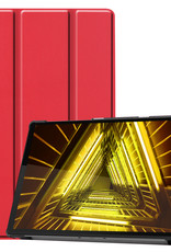 Nomfy Hoes Geschikt voor Lenovo Tab M10 FHD Plus 2nd Gen Hoes Tri-fold Tablet Hoesje Case Met Screenprotector - Hoesje Geschikt voor Lenovo Tab M10 FHD Plus (2e Gen) Hoesje Hardcover Bookcase - Rood