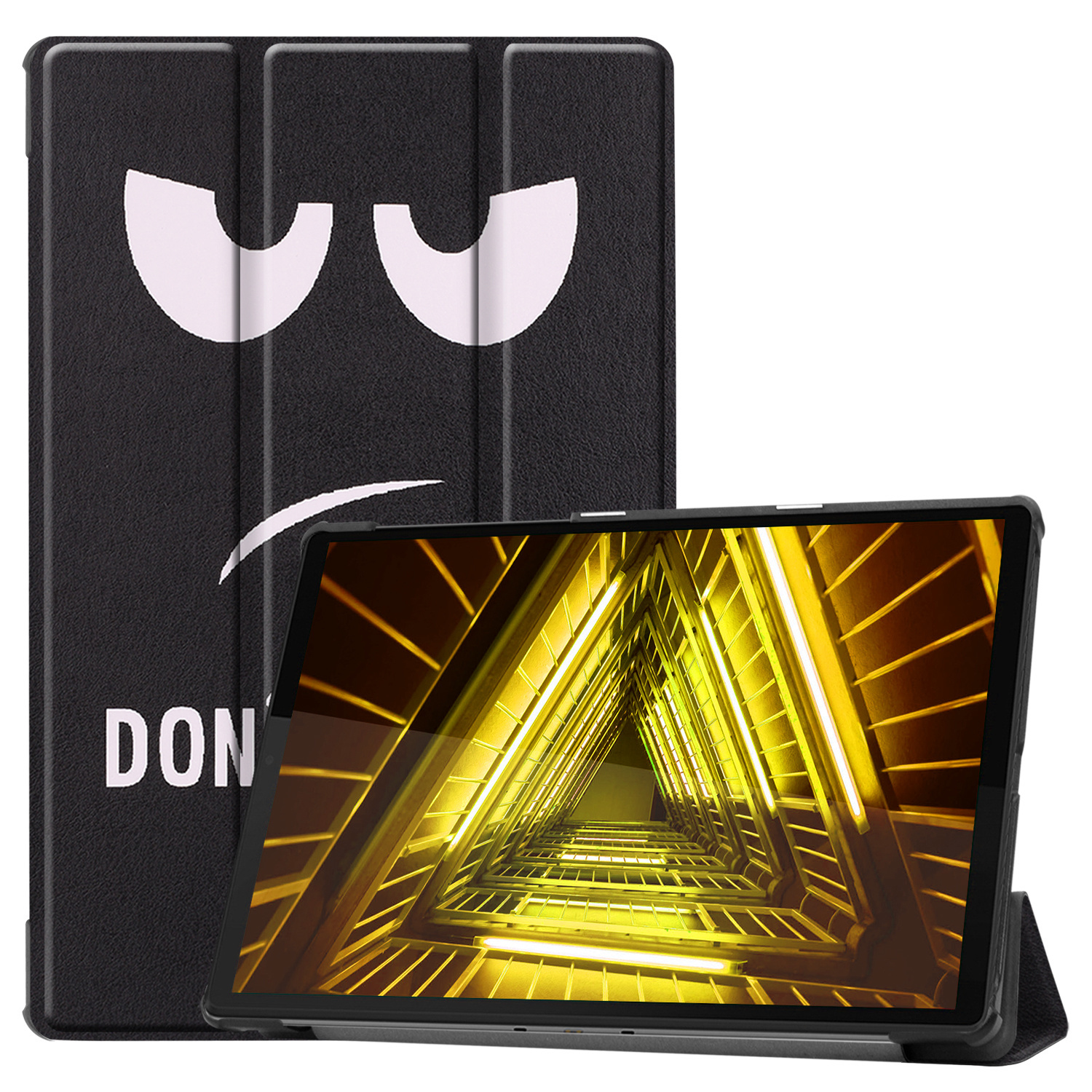 Nomfy Hoes Geschikt voor Lenovo Tab M10 FHD Plus 2nd Gen Hoes Tri-fold Tablet Hoesje Case Met Screenprotector - Hoesje Geschikt voor Lenovo Tab M10 FHD Plus (2e Gen) Hoesje Hardcover Bookcase - Don't Touch Me