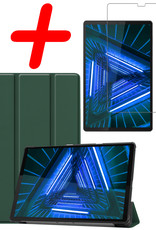 BASEY. Hoesje Geschikt voor Lenovo Tab M10 FHD Plus 2nd Gen Hoes Case Tablet Hoesje Tri-fold Met Screenprotector - Hoes Geschikt voor Lenovo Tab M10 FHD Plus (2e Gen) Hoesje Hard Cover Bookcase Hoes - Donkergroen